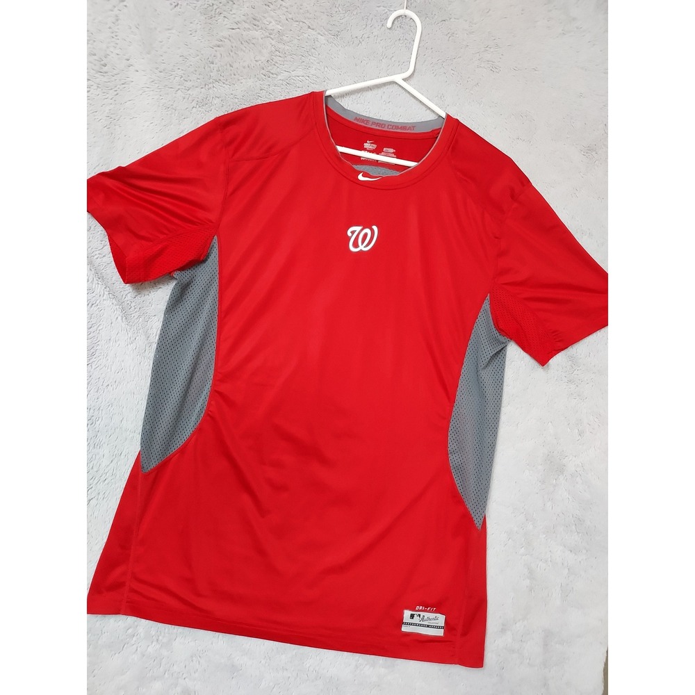 Washington Nationals Shirt Mens XXL MLB Nike Pro Combat Dri Fit Red Hyper Cool